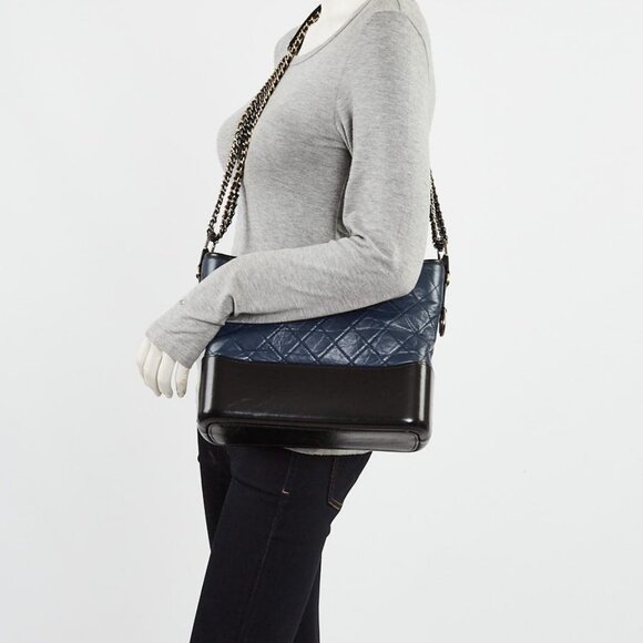 Chanel Blue Quilted Aged Calfskin Leather Medium Gabrielle Hobo Bag - Picture 1 of 11